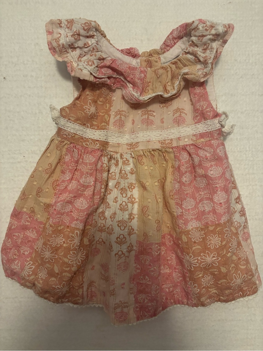 Hautie Hippie  Floral  Dress in Pink, Cream & Tan -18 months